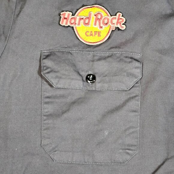 Hard Rock Cafe Hollywood Mens Short Sleeve Button-Up Shirt Gray Large - Picture 5 of 10